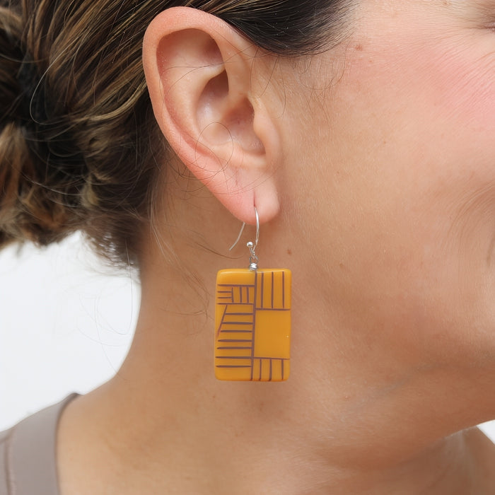 Mustard Geovibe Drop Earring