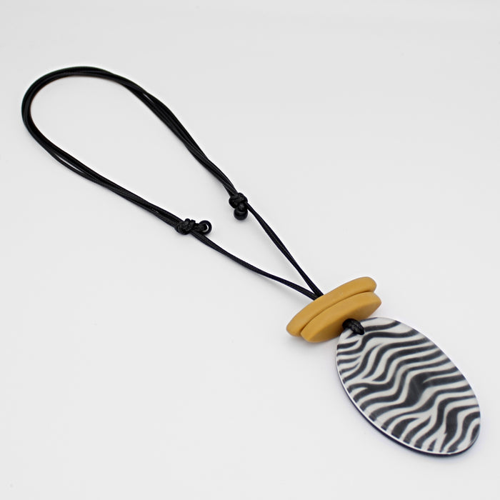 Mustard Suky Zebra Pendant - Sylca Designs - Chunky Jewelry