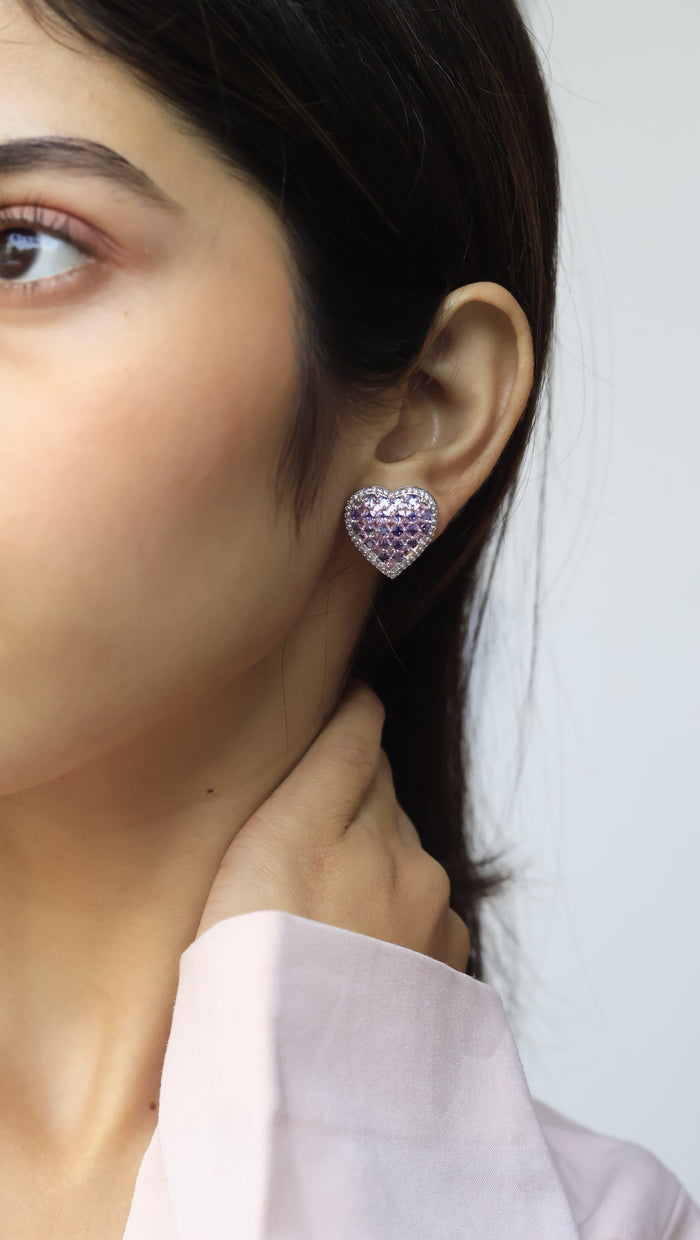 Myrna Invisible Stone Setting AD Heart Studs