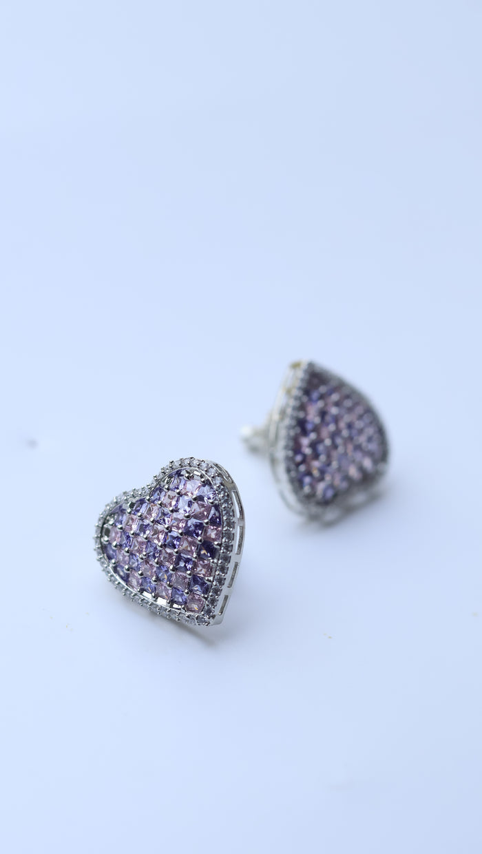 Myrna Invisible Stone Setting AD Heart Studs