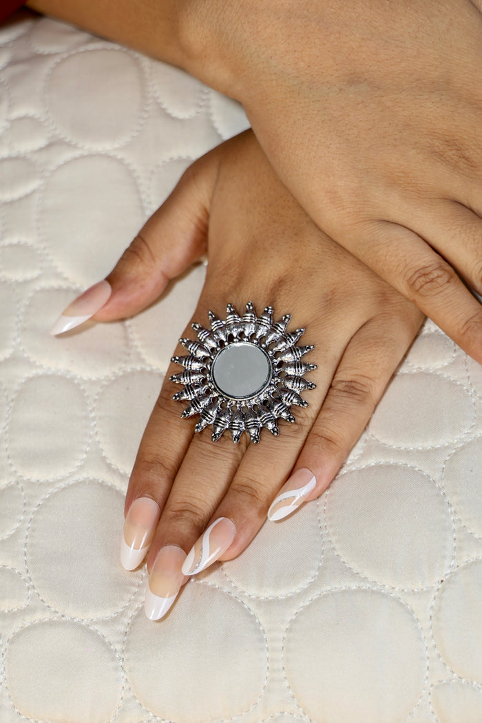 Naazuk Nazaare Free Sized - Adjustable, Bohemian Oxidised Ring