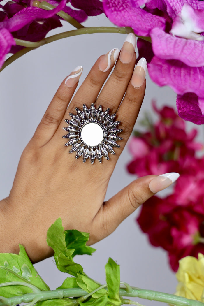 Naazuk Nazaare Free Sized - Adjustable, Bohemian Oxidised Ring