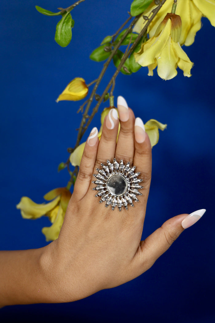 Naazuk Nazaare Free Sized - Adjustable, Bohemian Oxidised Ring