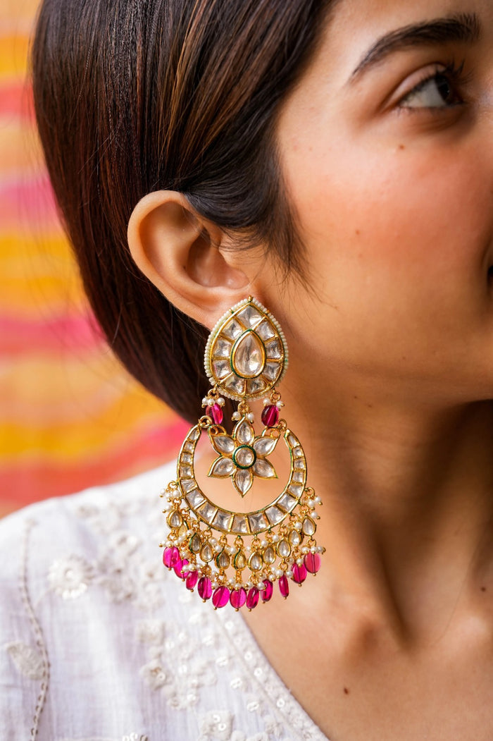 Naiki Kundan Gold Plated Fusion Earrings