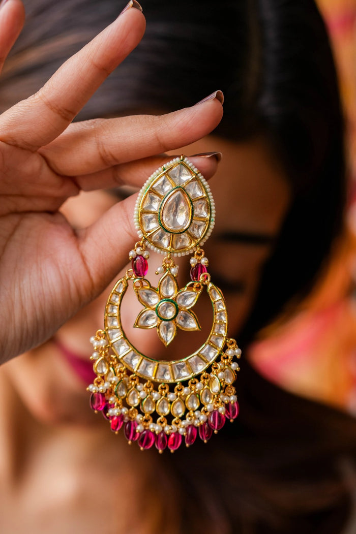 Naiki Kundan Gold Plated Fusion Earrings