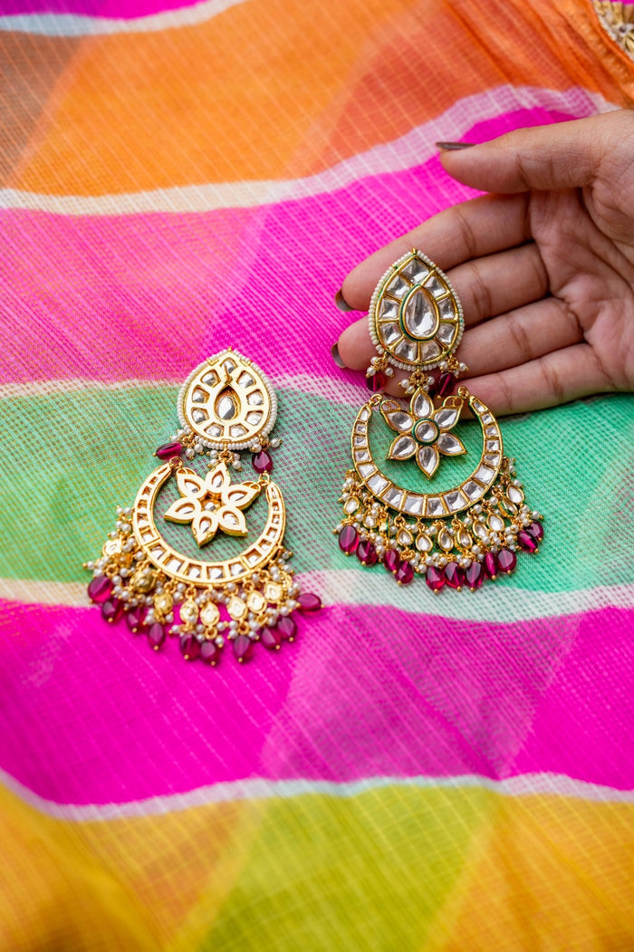 Naiki Kundan Gold Plated Fusion Earrings