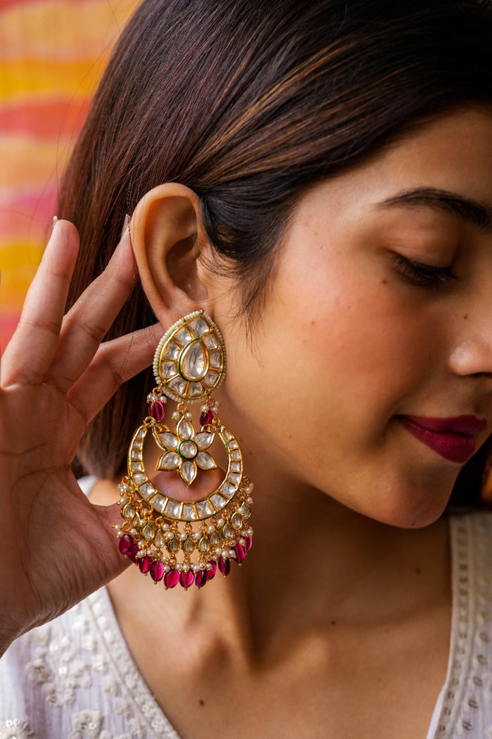 Naiki Kundan Gold Plated Fusion Earrings