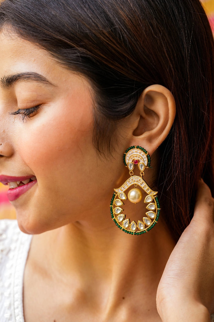 Naira Kundan Gold Plated Fusion Earrings