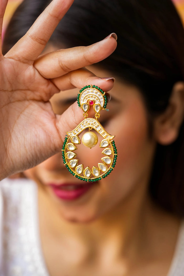 Naira Kundan Gold Plated Fusion Earrings