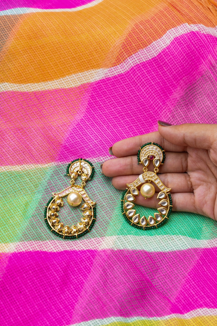 Naira Kundan Gold Plated Fusion Earrings