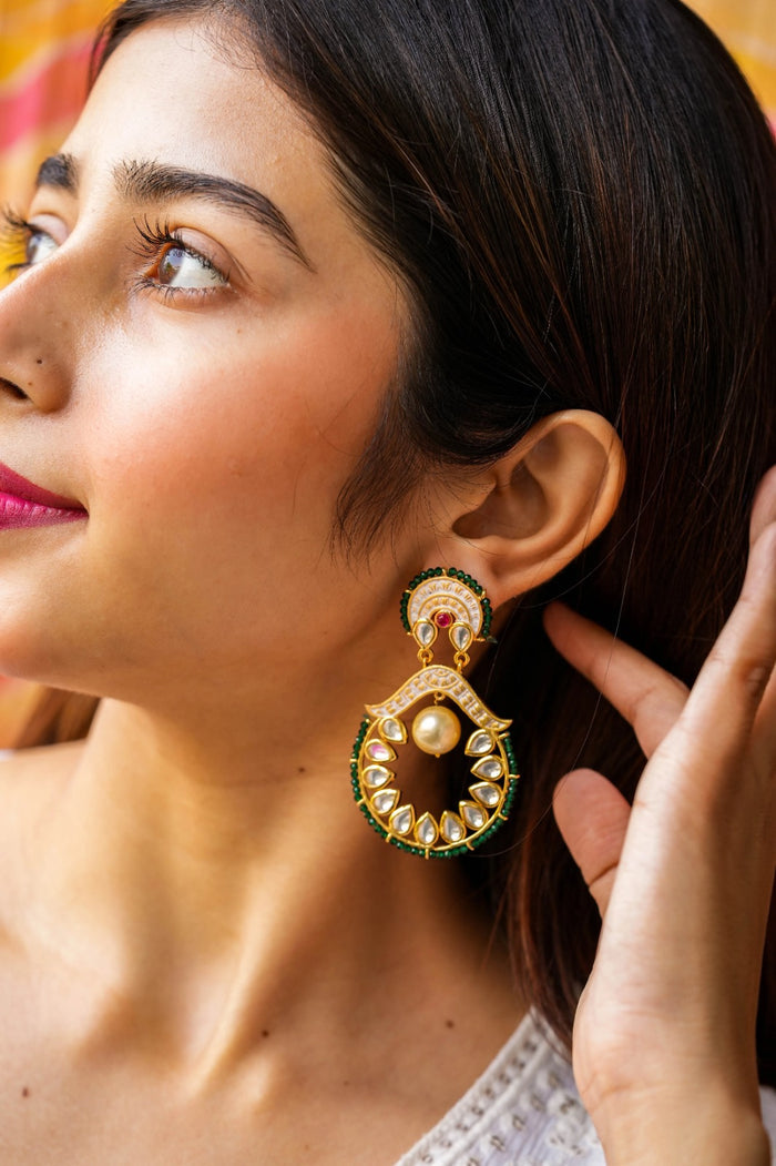 Naira Kundan Gold Plated Fusion Earrings