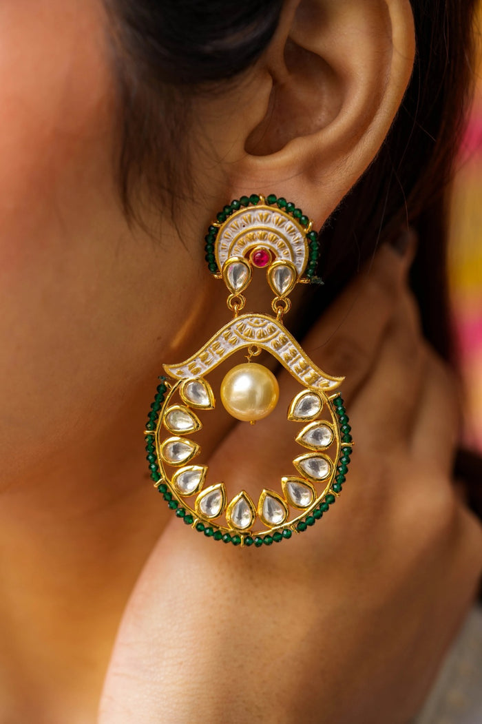 Naira Kundan Gold Plated Fusion Earrings