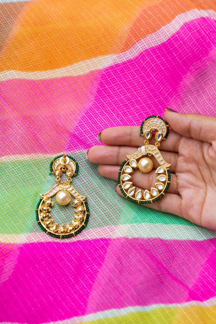 Naira Kundan Gold Plated Fusion Earrings