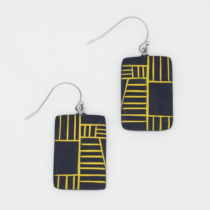 Navy Geovibe Drop Earring