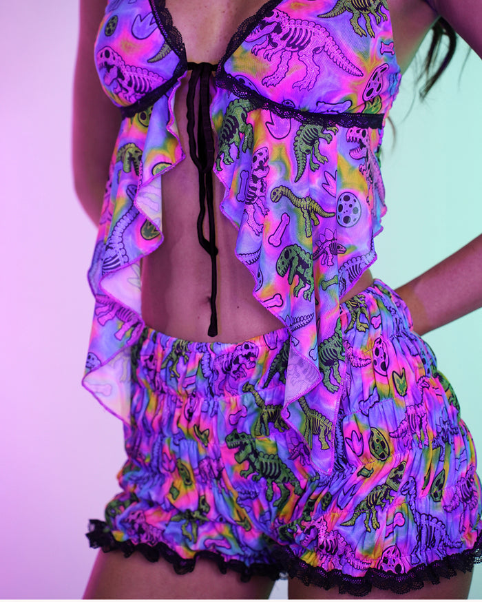 Neon Dino Mesh Shorts
