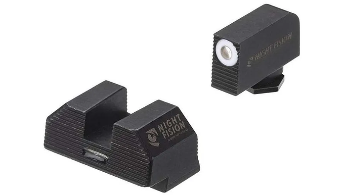 Night Fision Cost Ludus Night Sight Set Glock 42/43/43x White Front Horizontal Tritium Bar Rear Black Nitride