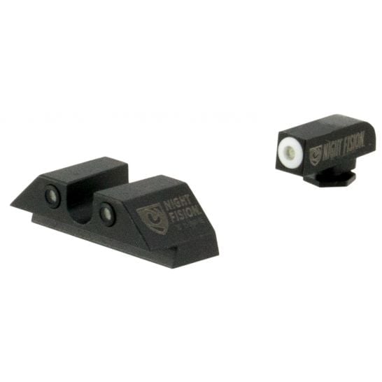 Night Fision Night Sight Set Glock 17/19/34 White Front U Notch Rear Black Nitride