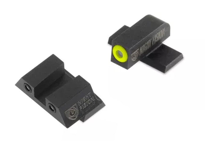 Night Fision Night Sight Set Springfield XD-S/XD-E Yellow Front Black Rear Rings Black Nitride