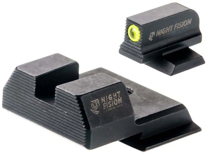 Night Fision Ready Stealth Night Sight Set S&W M&P Shield Plus w/ 507k Yellow Front Blank Rear Sight Black Nitride
