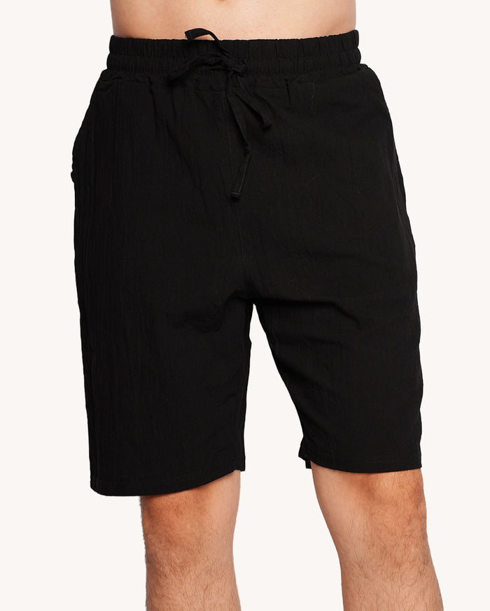 Nights in Paradise Men's Linen Shorts - Black