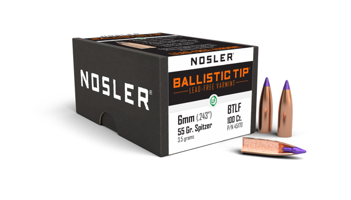 Nosler .243 Diameter 55 Grain Polymer Tip Ballistic Tip 100 Count Bullets