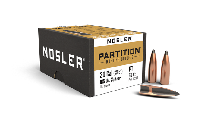 Nosler .308 Diameter 165 Grain Sptizer Partition 50 Count Bullets