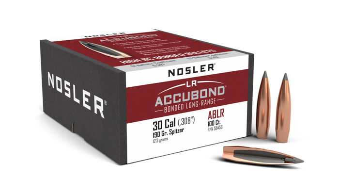 Nosler .308 Diameter 190 Grain Polymer Tip AccuBond Long Range 100 Count Bullets