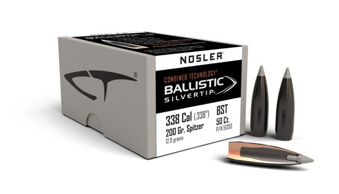 Nosler .338 Diameter 200 Grain Polymer Tip Ballistic Silvertip 50 Count Bullets