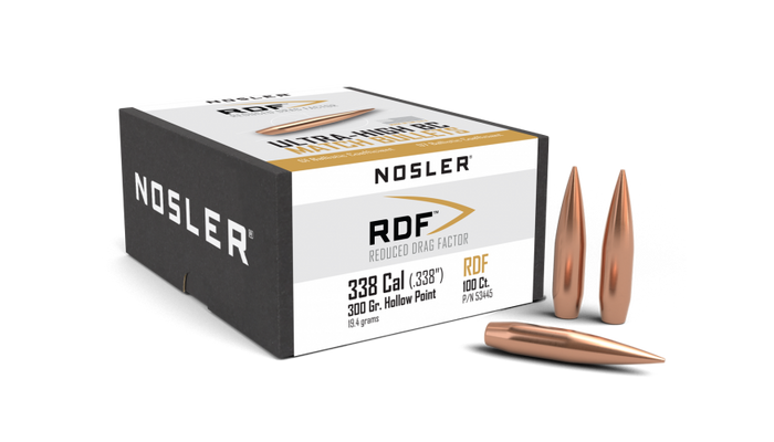 Nosler .338 Diameter 300 Grain Hollow Point Boat Tail RDF 100 Count Bullets