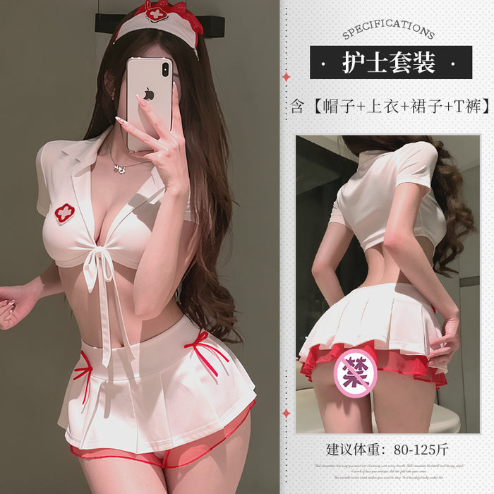 Nurse costume bodysuit and skirt detail