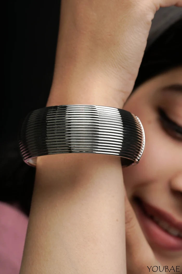 Olivia Chunky Free Size Anti Tarnish Bracelet-Silver - Single