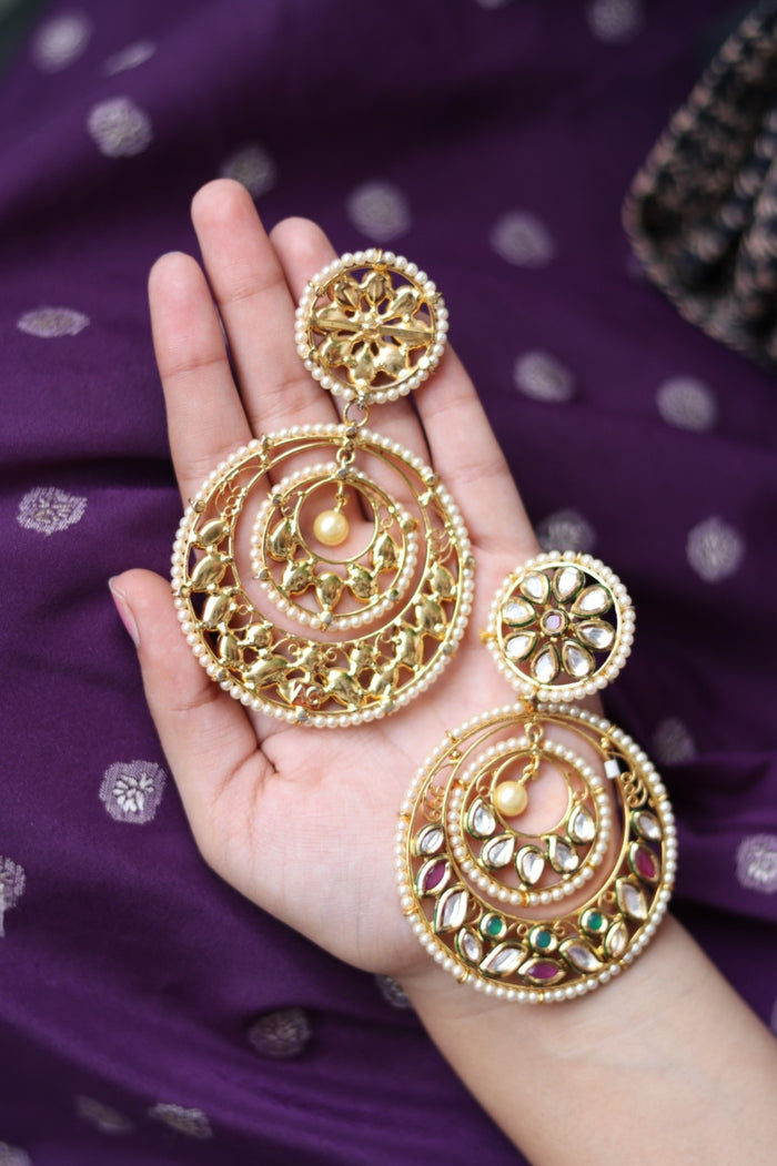 Omya Gold Plated Kundan Earrings