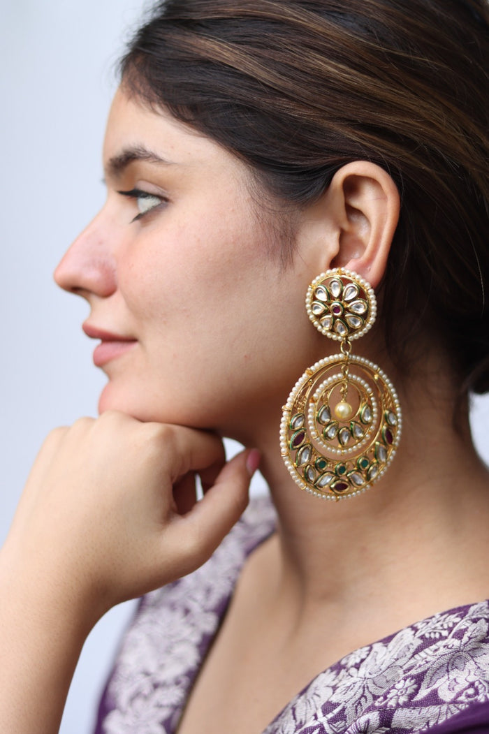 Omya Gold Plated Kundan Earrings
