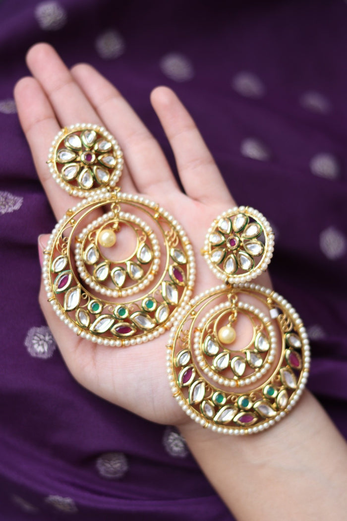 Omya Gold Plated Kundan Earrings