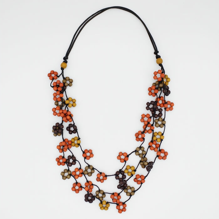 Orange Petite Flower Necklace - Sylca Designs - Chunky Jewelry