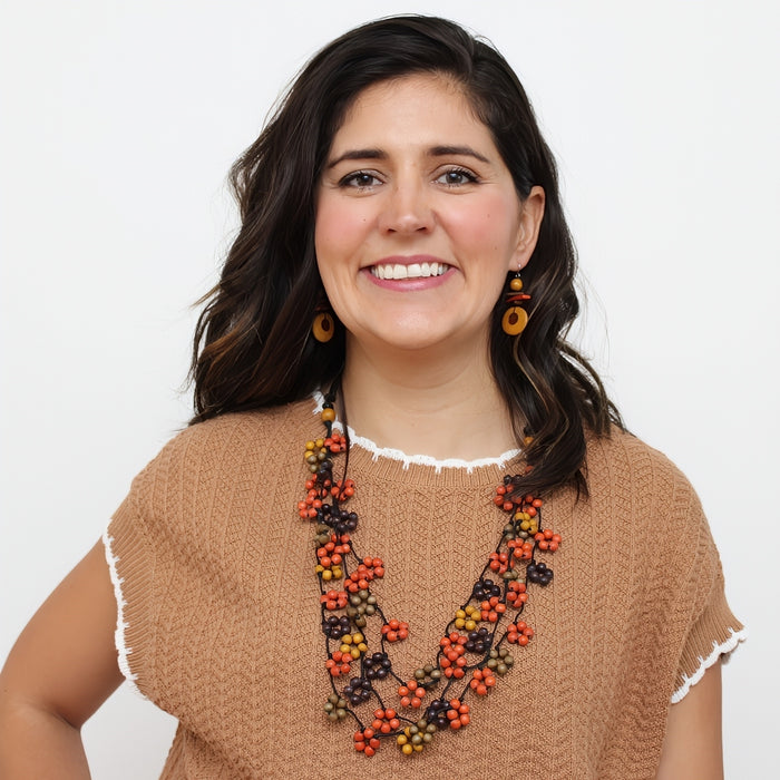 Orange Petite Flower Necklace - Sylca Designs - Chunky Jewelry