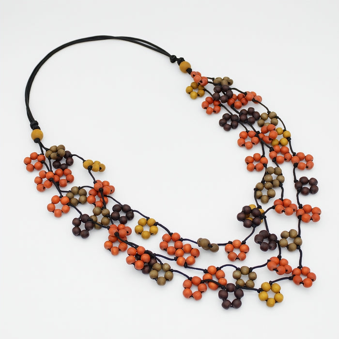 Orange Petite Flower Necklace - Sylca Designs - Chunky Jewelry