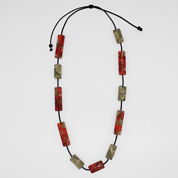Orange Vega Rectangular Necklace - Sylca Designs - Chunky Jewelry
