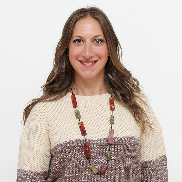 Orange Vega Rectangular Necklace - Sylca Designs - Chunky Jewelry