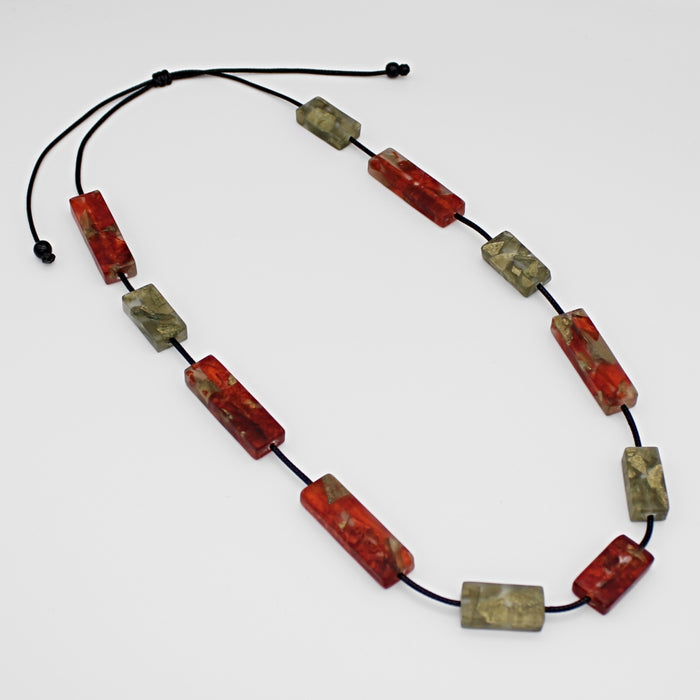Orange Vega Rectangular Necklace - Sylca Designs - Chunky Jewelry