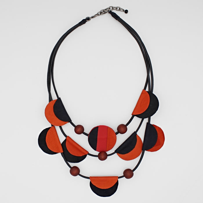 Orange Verona Leather Necklace - Sylca Designs - Chunky Jewelry
