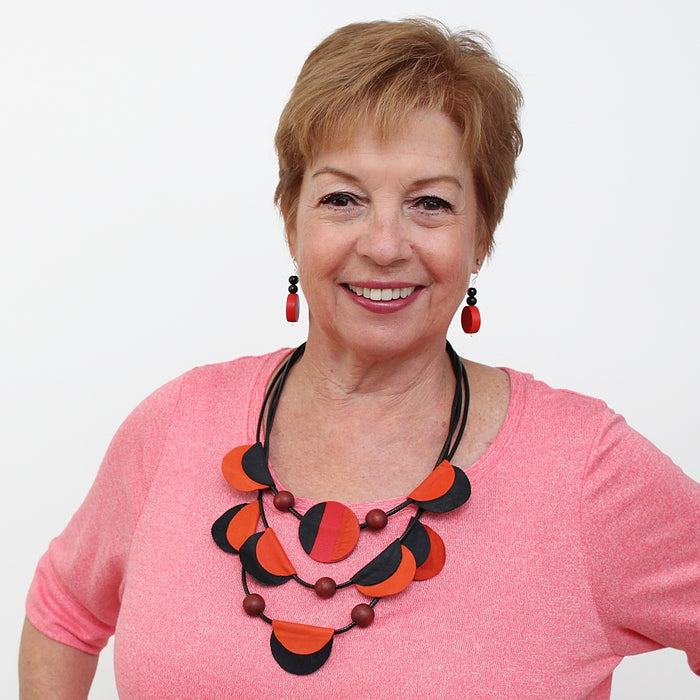 Orange Verona Leather Necklace - Sylca Designs - Chunky Jewelry
