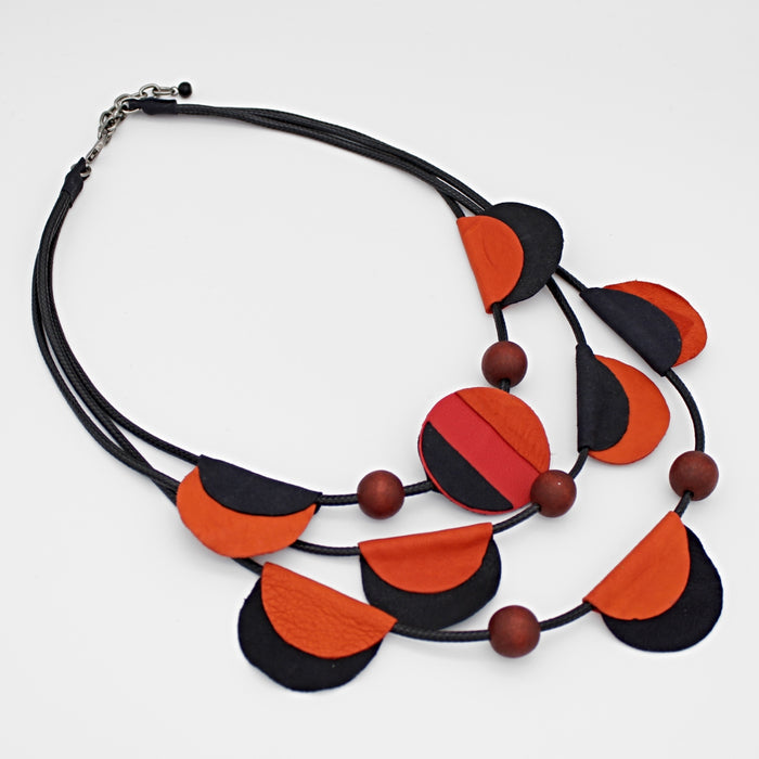 Orange Verona Leather Necklace - Sylca Designs - Chunky Jewelry