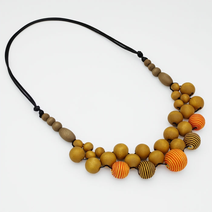 Orange Wood Bead Audrey Necklace - Sylca Designs - Chunky Jewelry