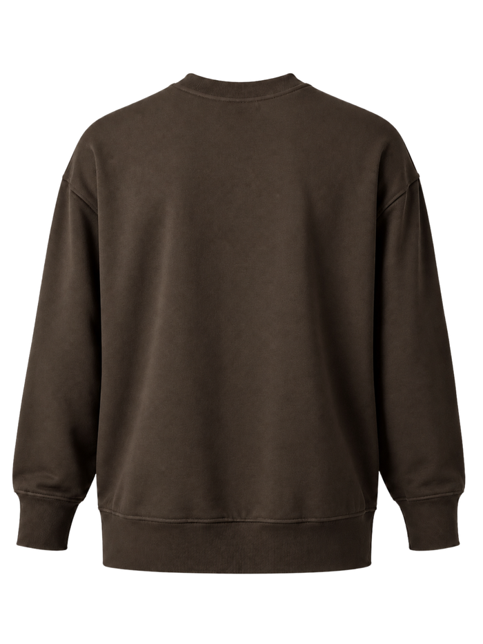 Organic Fleece - Relaxed Crew Neck Sweater - Bitter Chocolate
