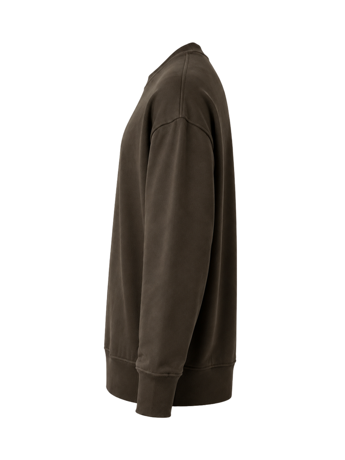 Organic Fleece - Relaxed Crew Neck Sweater - Bitter Chocolate