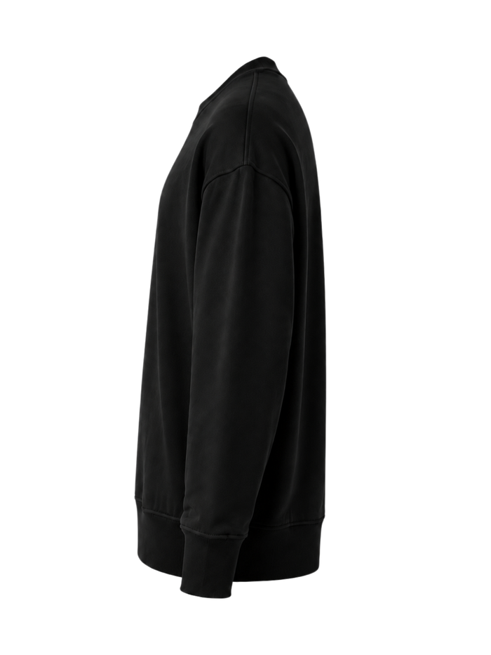 Organic Fleece - Relaxed Crew Neck Sweater - Black