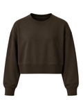 Organic Fleece - Relaxed Crop Sweater - Bitter Chocolate