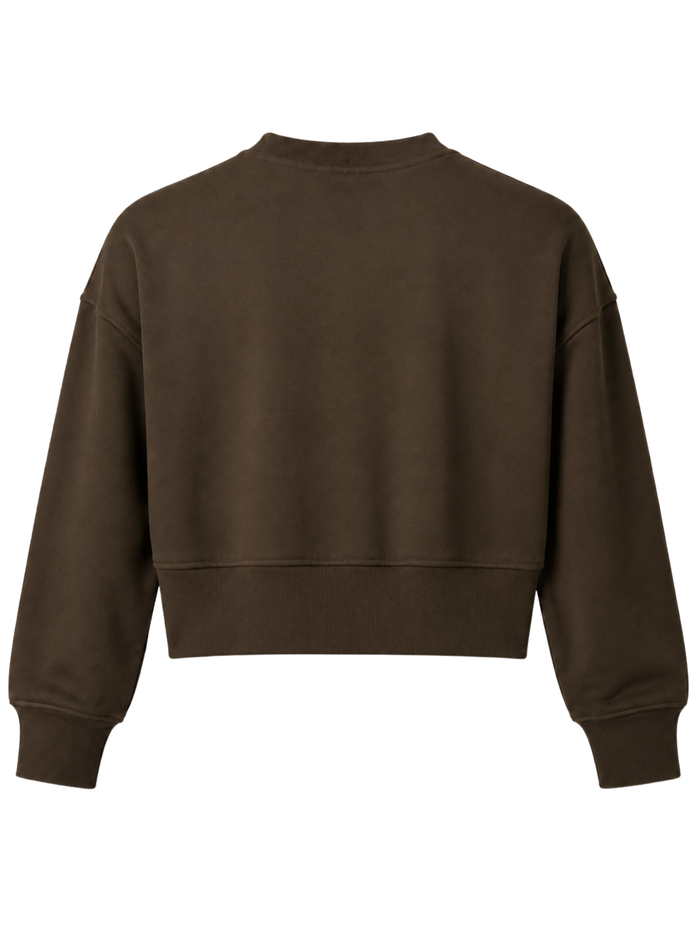 Organic Fleece - Relaxed Crop Sweater - Bitter Chocolate
