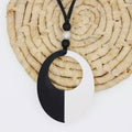Oval Victoria Black White Pendant - Sylca Designs - Chunky Jewelry